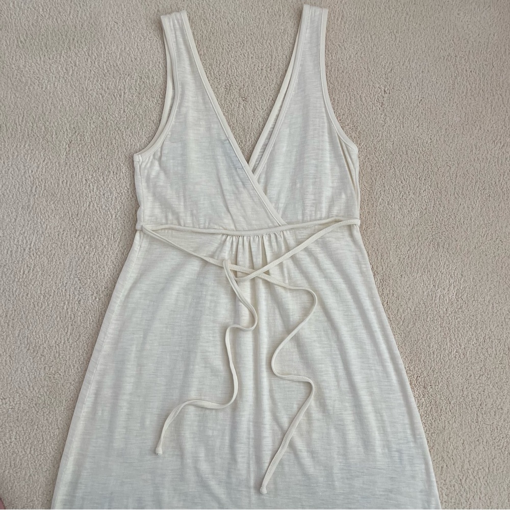 Sleeveless Flower Dress V Neck Ivory/Cream 100% Cotton Made in USA Size Small - Picture 6 of 9